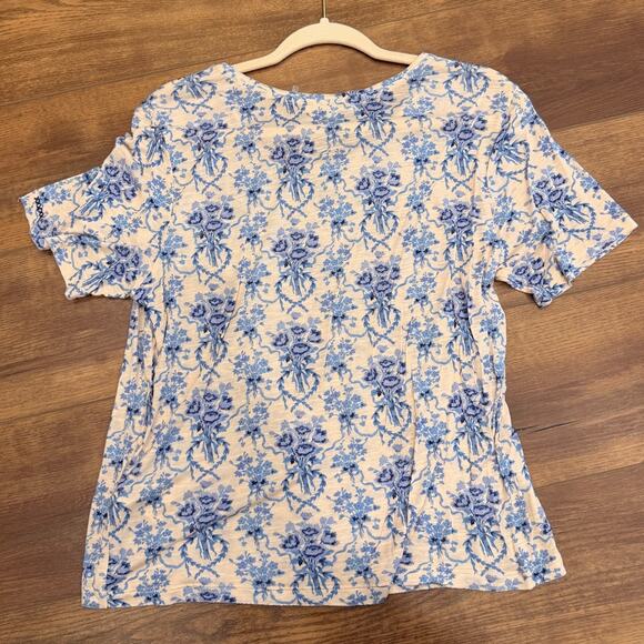LoveShackFancy Calix Tee in Blue Frosted Shores Floral Print size Small - Picture 5 of 10